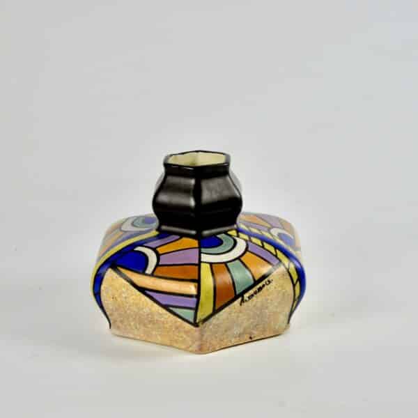 divine style french antiques art deco polychrome vase dubois belgium 1