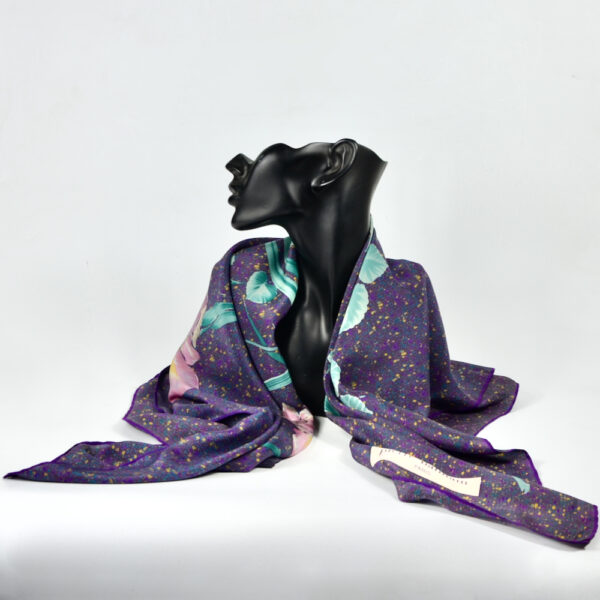 pierre Balmain vintage french silk scarf orchid purple 1970s french designer scarf 2