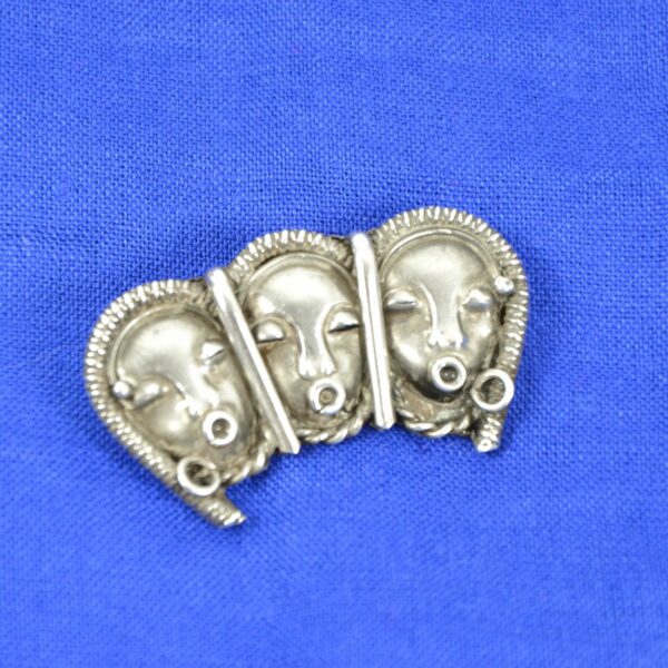 Art Deco silver brooch african masks divine style french antiques