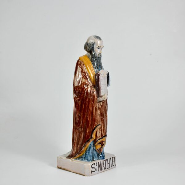 Auguste Nayel Polychrome sculpture St Matthieu Evangelist 19thc divine style french antiques a