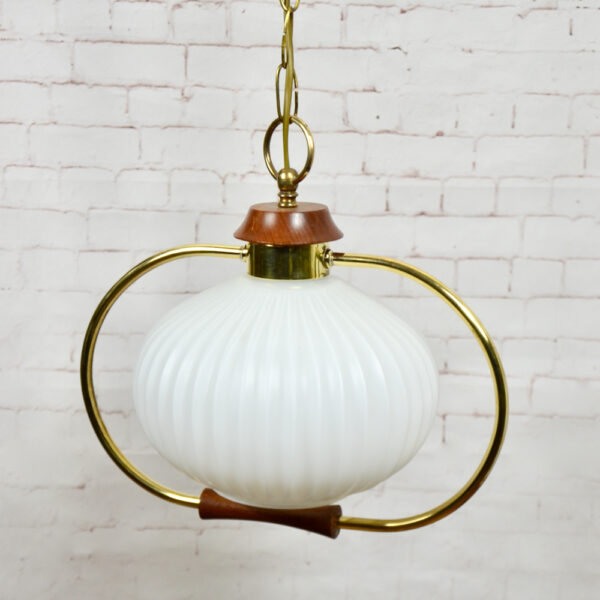 Danish modern light in teak and glass 1960s pendant light ceiling light 2 (1)