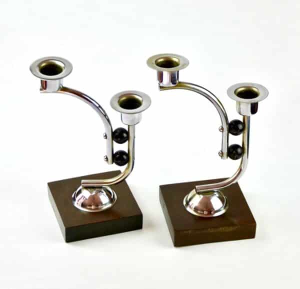 divine style french antique art deco chrome candlesticks 03