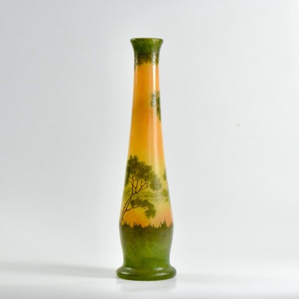 Legras enamelled vase forest scene divine style french antiques 1