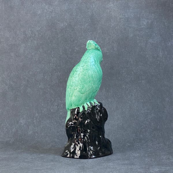 Paul Milet Sevres Art Deco polychrome sculpture, parakeet c1935