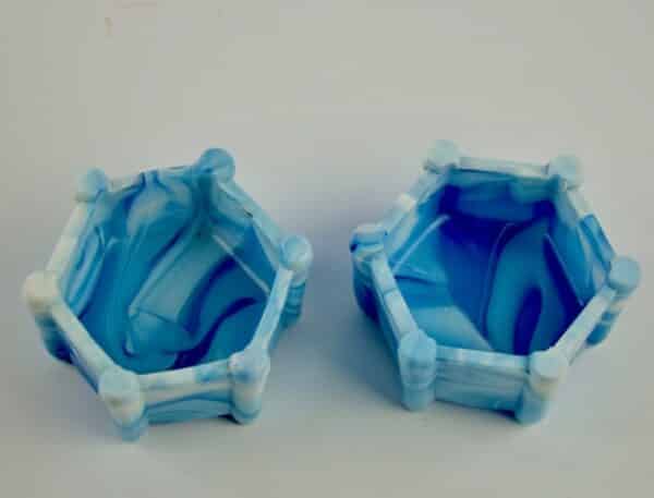 Victorian Sowerby Blue Malachite Glass Open Salts c1880 - Image 3