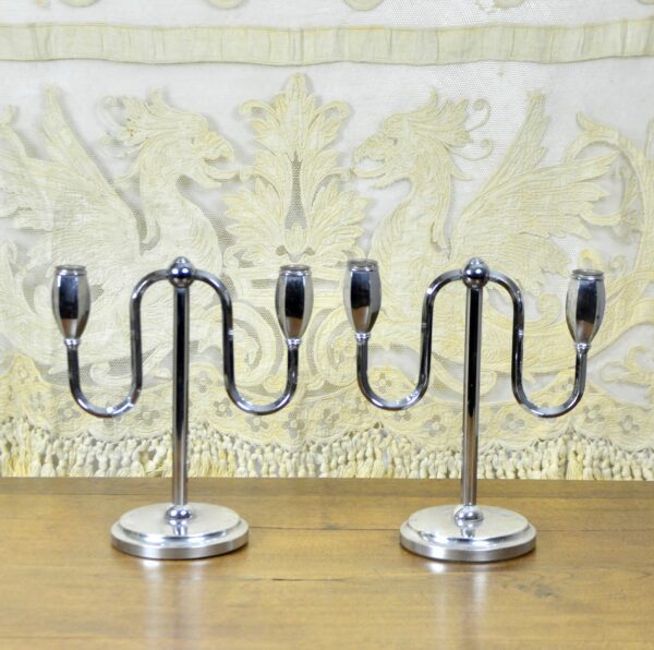 divine style french antiques chrome art deco candlesticks