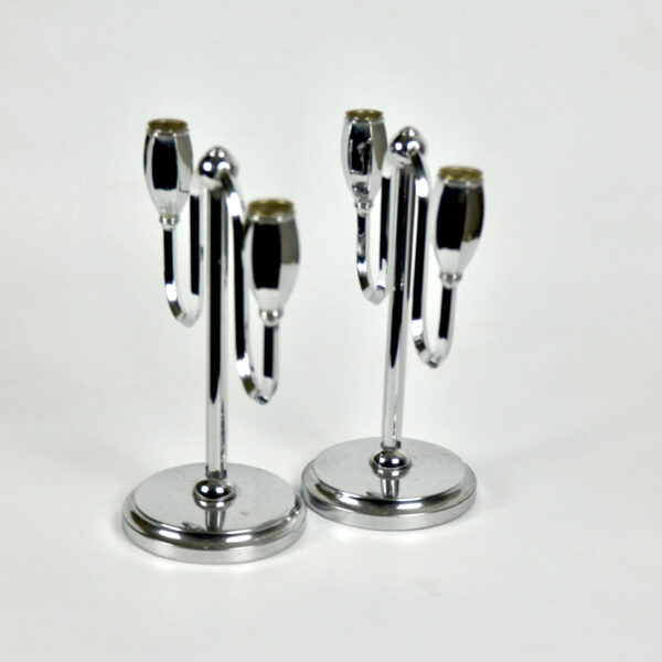 divine style french antiques chrome art deco candlesticks pair 4