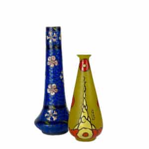 LEUNE Art Deco vase in enamelled glass, 1920s, Auguste Heiligenstein, Daum, French enamelled glass, French art deco enamelled glass, Leune Paris, art deco miniature glass vase