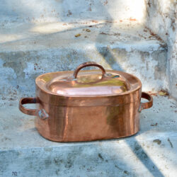 Antique French copper braiser with dovetail seams