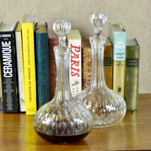 pair Victorian crystal decanters