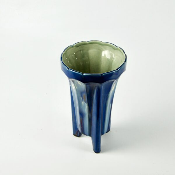 Fives Lille Art Deco vase with marbled blue glaze 1930s 3