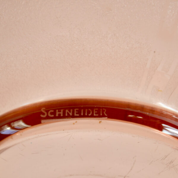 charles schneider art deco bowl peach glass acid etched 1930 French glass le verre français 2