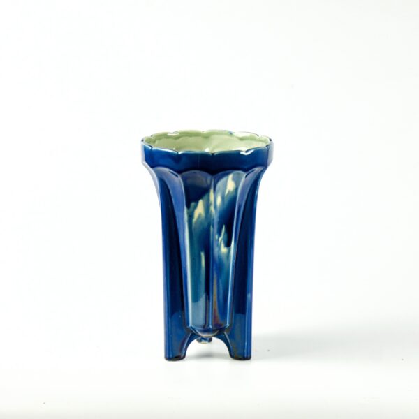divine style french antiques Fives Lille Art Deco vase with marbled blue glaze 1930s 1
