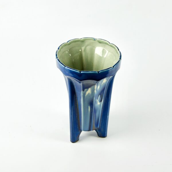 divine style french antiques Fives Lille Art Deco vase with marbled blue glaze 1930s 2