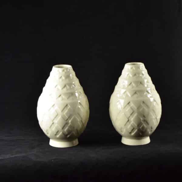 divine style french antiques Pair Charles Catteau Crackle Glaze Art Deco Vase 4