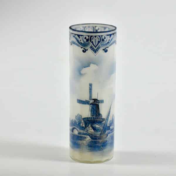 divine style french antiques Rare Legras Delft Opal Glass Vase, c1914