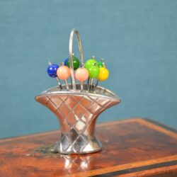 Art deco chrome and bakelite cocktail stick set basket 1