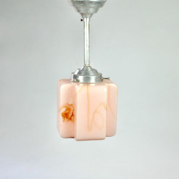 divine style french antiques Art Deco cube light fixture Czech glass 3