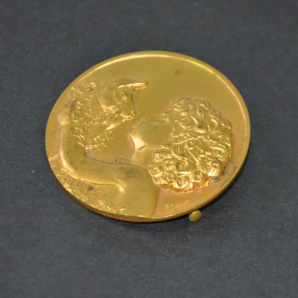 French Art Deco brooch in gilt bronze brooch by R Thenot, c1925 4