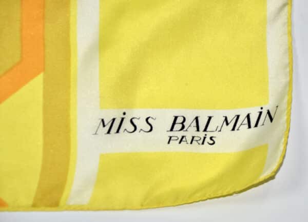Miss Balmain silk scarf yellow 1960s - Image 3