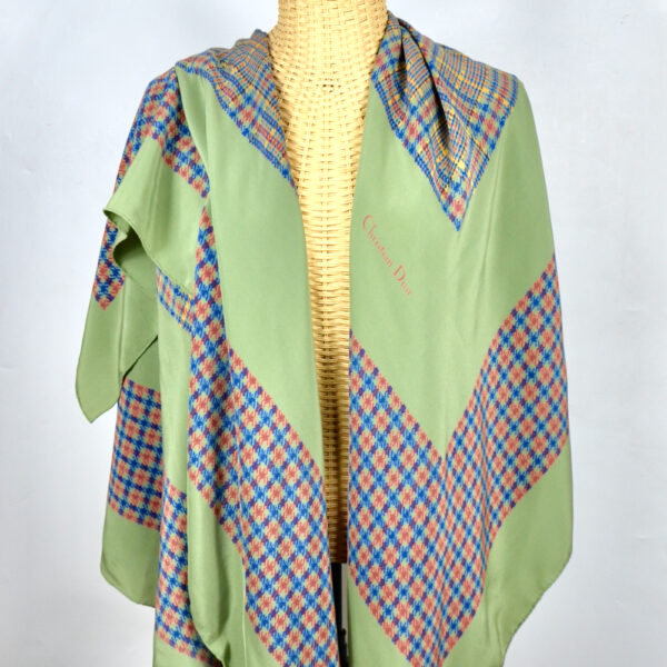 Christian Dior silk shawl large green french designer silk scarf couture 1