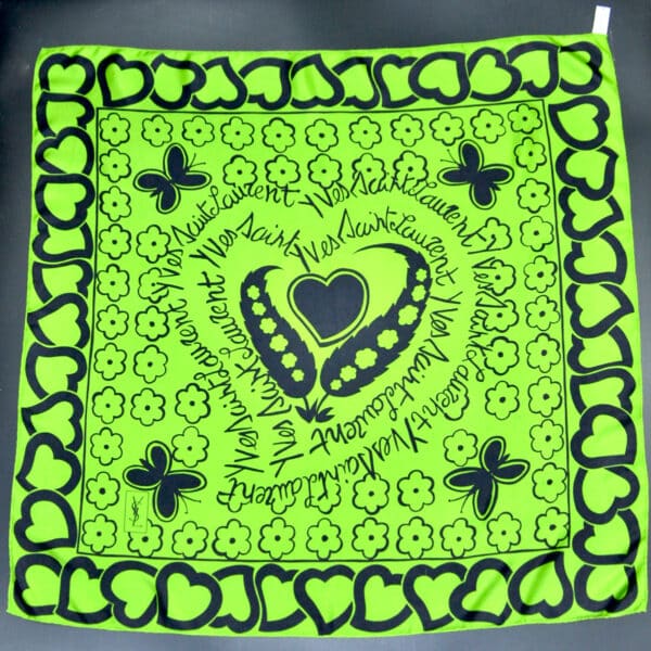 Yves Saint Laurent silk scarf hearts flowers divine style french antiques 1