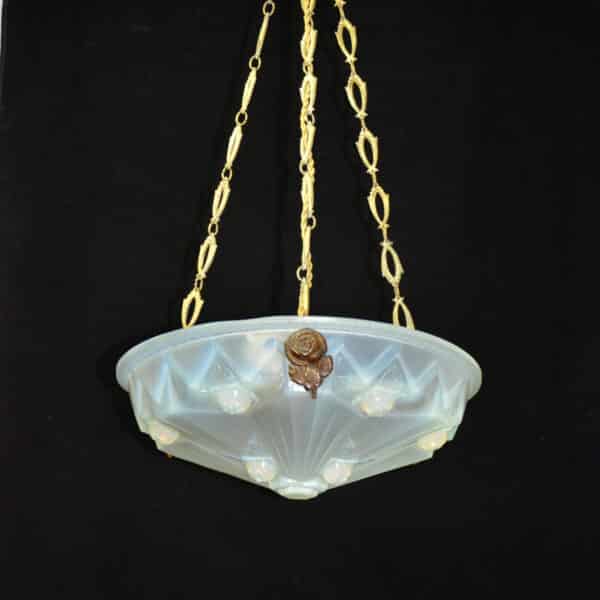 divine style french antiques art deco opalescent glass ceiling light Jean Gauthier 1