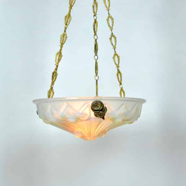 divine style french antiques art deco opalescent glass ceiling light Jean Gauthier