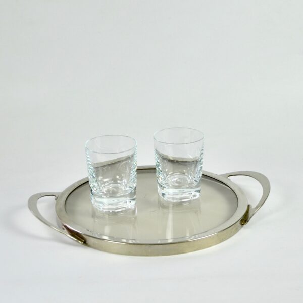 divine style french antiques modernist serving tray 1970s steel smoked glass 4