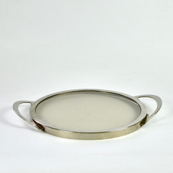 divine style french antiques modernist serving tray 1970s steel smoked glass