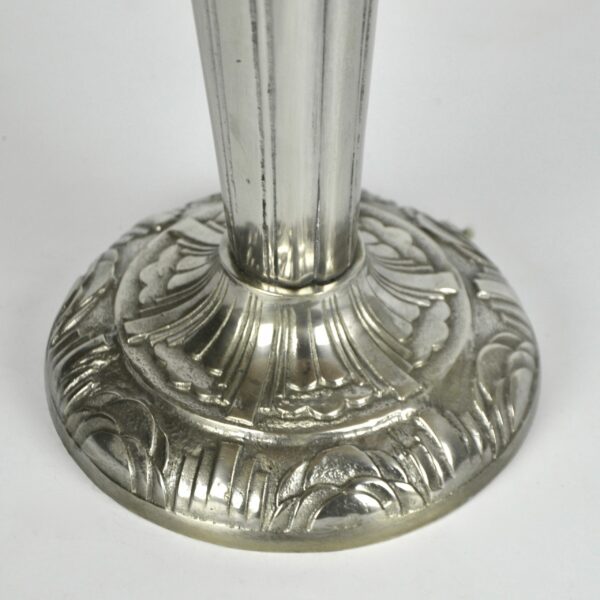 divine style french antique Hettier et Vincent large nickel plated bronze art deco lamp '