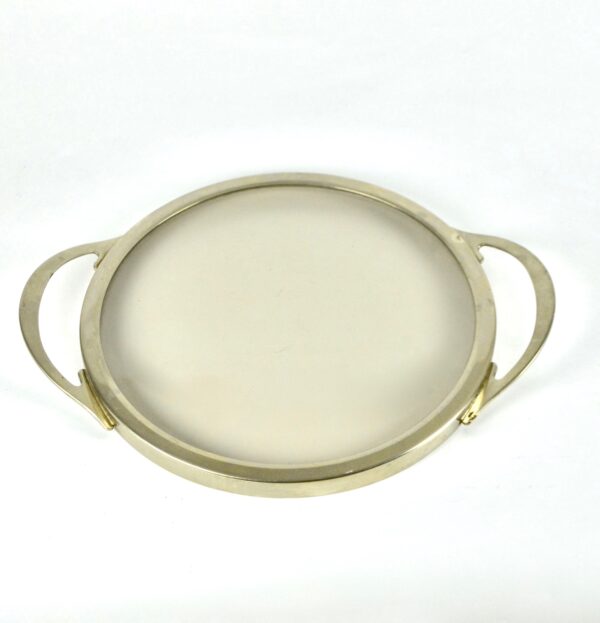 divine style french antiques modernist serving tray 1970s steel smoked glass 1