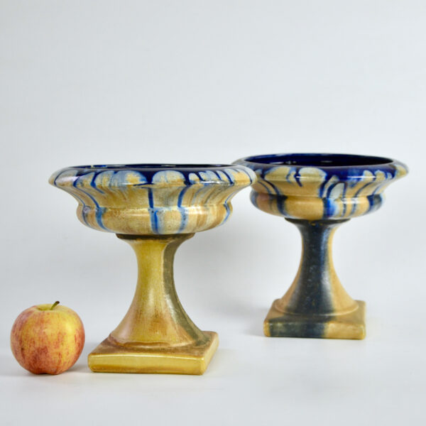 pair Art Deco Belgian pottery bowls on pedestals 1920s 6.jpeg