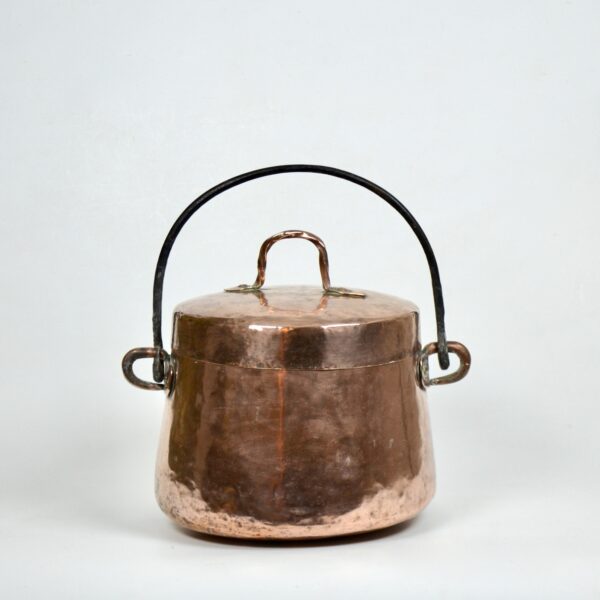 divine style french antiques large 19thc hammered copper cauldron lid dovetail 5