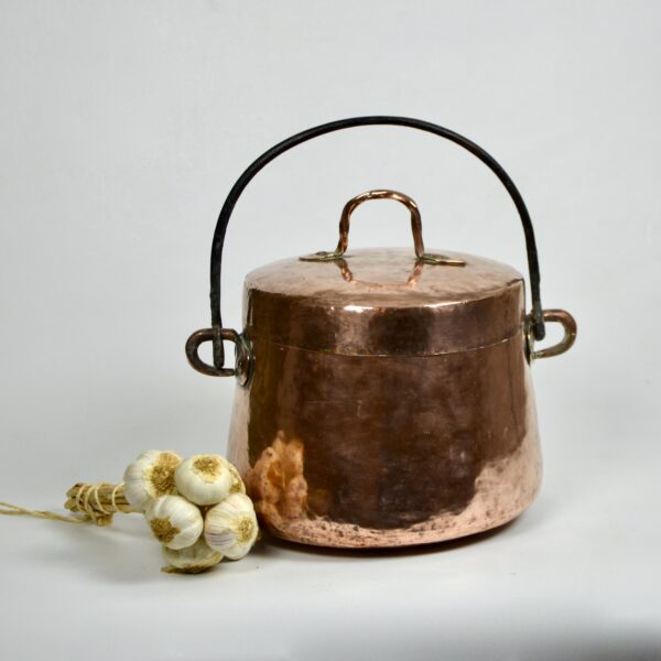 divine style french antiques large 19thc hammered copper cauldron lid dovetail