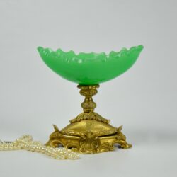 divine style french antiques napoleon III green opaline tazza gilt bronze 1