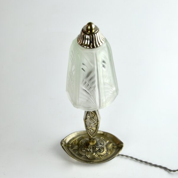 divine style french antiques muller freres art deco lamp nickel plated base 1
