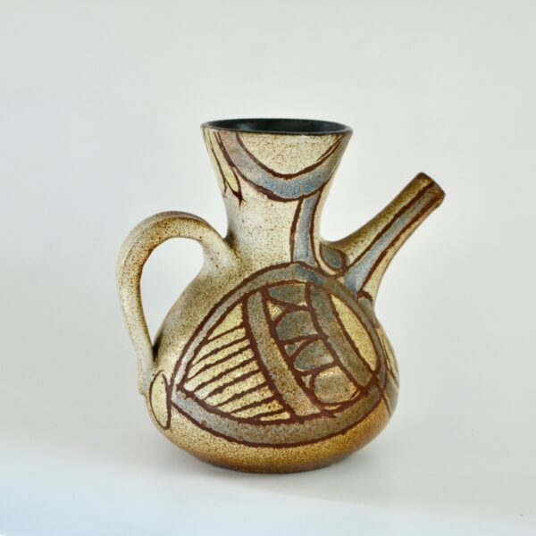 divine style french antiques Accolay zoomorphic studio pottery vase mid century