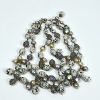 17" Vintage Czech Bohemian necklace gradual baby blue striped givre glass beads 
