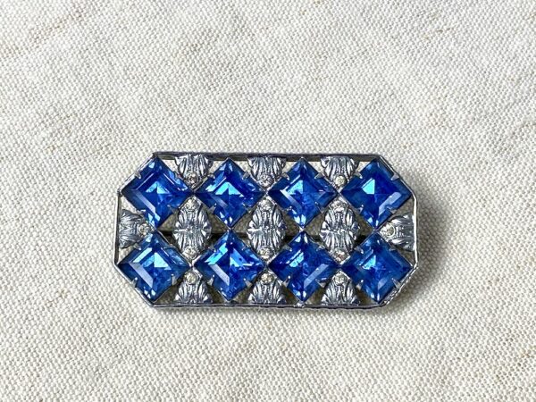 art deco czech glass rhodium plated brooch divine style french antiques