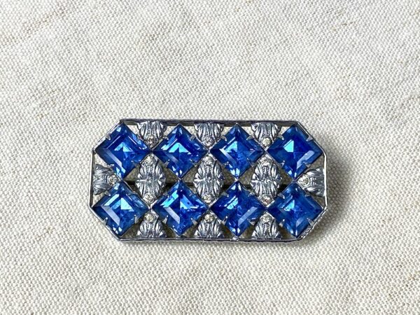 art deco czech glass rhodium plated brooch divine style french antiques