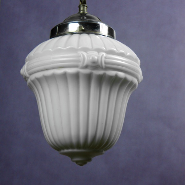 ANTIQUE HEAVY MILK GLASS GLOBE SHADE  LAMP CHANDELIER FIXTURE 1920'S RARE 