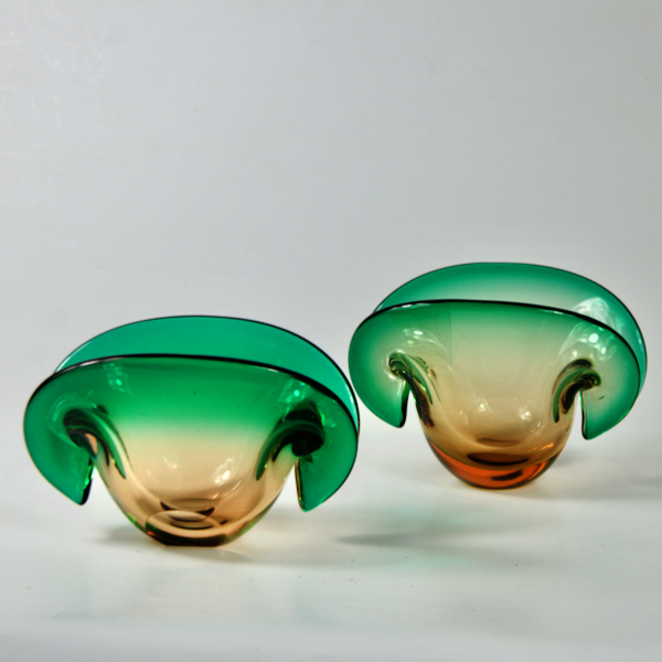 pair of murano glass vase mid century modern 1960s oyster Venetian glass 1
