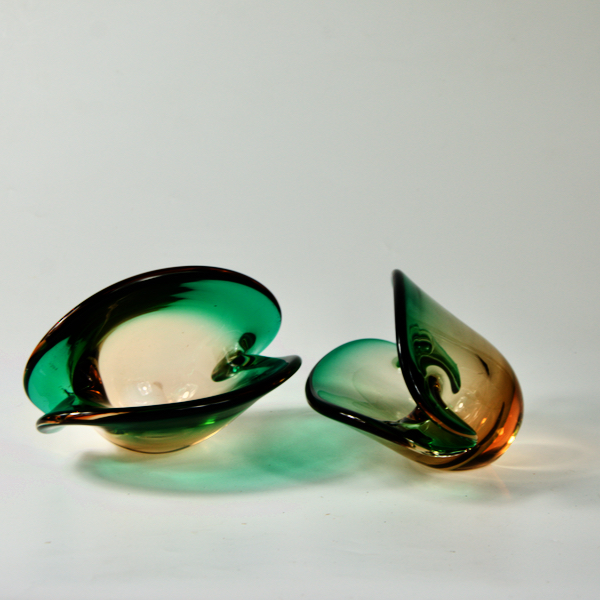 pair of murano glass vase mid century modern 1960s oyster Venetian glass 2