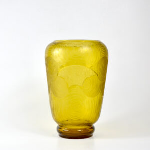 Montjoye Legras Art Deco vase in yellow wheel-etched glass