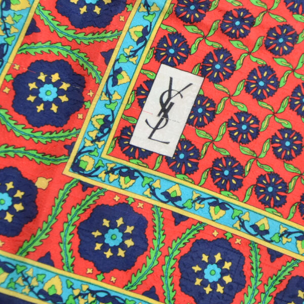 Vintage Yves Saint Laurent silk scarf paris couture scarf red green 2