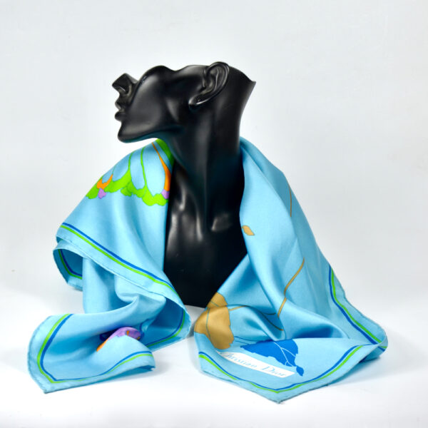 christian dior silk scarf 1970s acid brights floral french vintage designer scarf 1 (1)