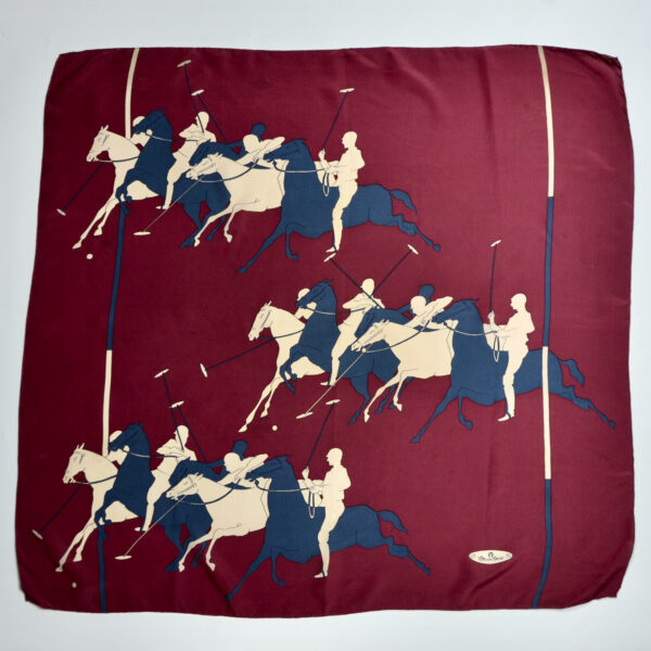 etienne aigner silk scarf 1970s polo burgundy