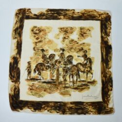 Balmain silk scarf 1950s picture scarf vinage french designer scarf horsemen