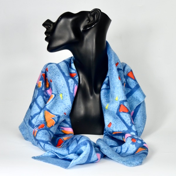 Lanvin Castillo silk scarf vintage Paris designer scarf in blue 1960s 1